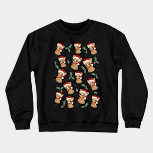 Christmas deers in santa hats Crewneck Sweatshirt